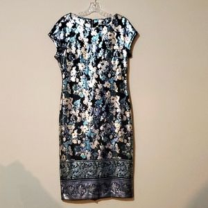 BEAUTIFUL METALLIC FLORAL DRESS SZ 10